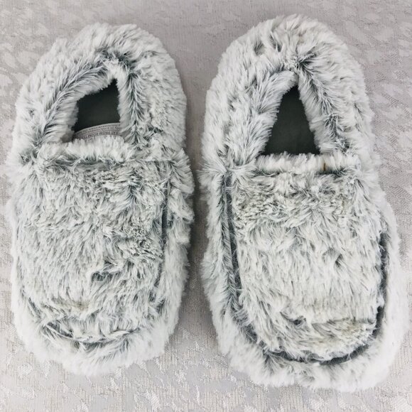 Warmies Marshmallow Gray Microwavable Slippers Lavender-Scented Size OS 6-10 NWT - Picture 2 of 12